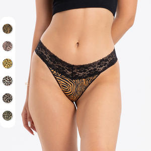 Culottes string en coton pur tricoté sans couture antibactériennes pour femmes, sexy, en dentelle, taille basse, effet liftant, motif quotidien - Product Image 2