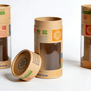 Eco Friendly Recyclable Cylinder Paper Tube With Display <b>Window</b> Custom Size Logo Cardboard Packaging For Cosmetic - Product Image 5