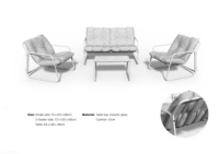 AJUNION Ensemble de canapés en métal Mobilier de jardin Chaises longues de piscine Chaises longues de jardin avec sangle arrière Chaise et table de patio Design Ensemble de jardin