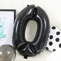 Prix bas 32 pouces noir caractéristiques numériques ballons en aluminium décoration de fête d'anniversaire pour enfants mariage thème noir