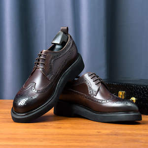 New Trendy Round Toe Thick sole Dress Office <b>Shoes</b> <b>men</b> Increased Height Leather Man <b>Shoes</b> <b>Party</b> Business Handmade <b>Men's</b> <b>Shoes</b> - Product Image 4