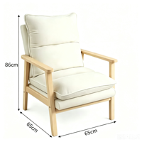 Fauteuil individuel vintage en bois massif, chaise simple rembourrée minimaliste pour salon, balcon, bureau