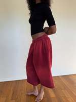 Pantalon de jogging unisexe ample à jambe large, taille haute, décontracté, style streetwear, rouge, 100 % coton, pour l'été