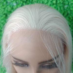 12a perruques de cheveux humains vierges 60 # blanc glace vente en gros 100% cheveux humains transparent HD perruque à dentelle complète - Product Image 2