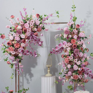 Moderno púrpura <span class=keywords><strong>Rosa</strong></span> artificial arco flor bola conjunto centro de mesa para boda fiesta evento bosque telón de fondo Decoración de mesa - Product Image 2