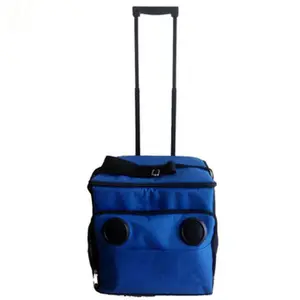 Custom Rolling Lunch Cooler Box Bag Insulated Thermal With Radio Speaker, Cooler Trolley With Wheels