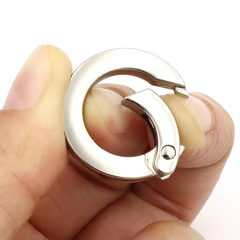 high quality regular size zinc alloy metal spring gate ring nickel metal spring ring accessories for handbags hardware