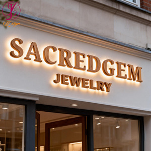 Lettres en bois rétroéclairées, enseignes lumineuses LED, signalétique personnalisée, lettres rétroéclairées en acier inoxydable, enseigne personnalisée pour entreprise - Product Image 3