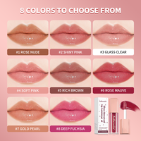 Gloss à lèvres scintillant en gros, 8 couleurs, haute pigmentation, formule lissante, fini mat longue tenue, imperméable et hydratant