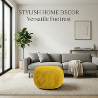 Pouf ottoman rond en polyester tricoté à la main, repose-pieds pour la décoration du salon