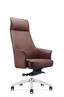 Fauteuil de direction pivotant de luxe brun à dossier moyen, chaise de réception de bureau, chaise de réunion avec design européen, style élévateur, en cuir PU