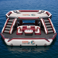 Plateforme flottante gonflable stable avec sièges lounge et glacière pour les vacances en famille, la baignade et le soleil