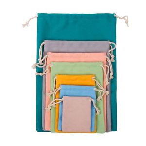 Custom Logo Solid Color Blank Draw <b>String</b> Gift <b>Bag</b> Cotton Cloth Candy Color Small Drawstring Packaging <b>Bag</b> - Product Image 2