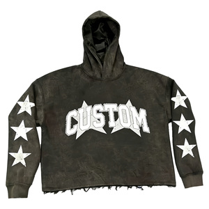 Hoodie Unisexe d'Été de Haute Qualité en Coton 100% Délavé à l'Acide, Coupe Boxy, avec Logo Brodé sur le Devant et Motif Imprimé, Col Rond - Product Image 2