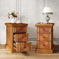 Table d'appoint étroite Tribesigns avec 3 tiroirs, table d'appoint de canapé en noyer vintage, table de chevet rectangulaire en bois Table de chevet mince