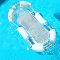 Chaise longue aquatique rétro en maille, modèle gonflable 160, ovale, blanc pailleté, pour fête au bord de la piscine, de l'usine de jouets aquatiques transfrontalière de Yiwu