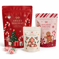 Sachet d'emballage de café de Noël personnalisé, pochette imprimée à fond plat avec valve pour grains de café et café moulu, cadeau de fêtes