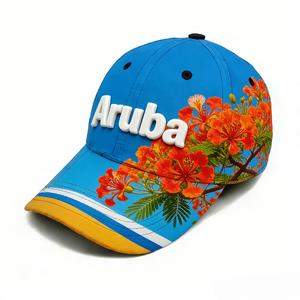 Großhandel Benutzerdefiniertes Logo Aruba Touristen-Souvenirs Lässige Camouflage Nadelstreifen Bestickte Baseball-Kappe - Product Image 4
