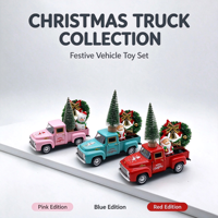 Mainan Truk Pickup Vintage Natal Model Mobil Mini dari Alloy Dekorasi Natal Hadiah Truk Natal Ornamen untuk Dekorasi Meja Rumah
