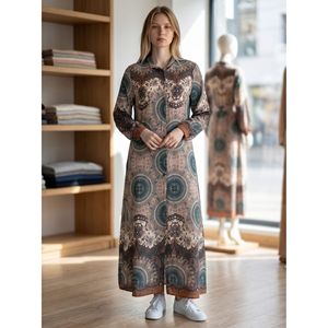 Robe longue en viscose pour femmes grandes tailles Vetr 46-54 Imprimé mandala - Product Image 2