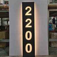 Plaque de numéro de maison personnalisée éclairée par LED, moderne, à fixer au mur, pour la maison, l'hôtel et les immeubles de bureaux