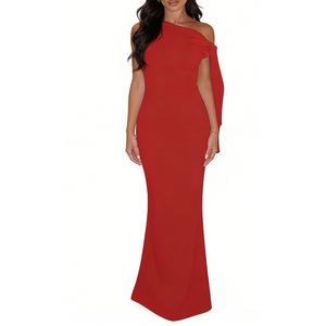 Vestido Maxi de un Solo Hombro con Lazo para Mujer, Vestido Ajustado sin Mangas para Eventos Formales y de Noche, Vestidos de Moda - Product Image 4
