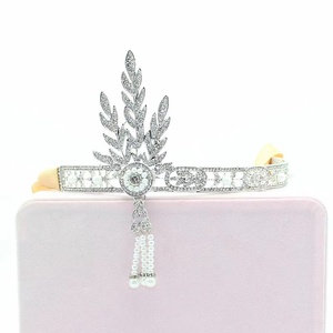 Bán Sỉ Vương Miện Đám Cưới Cổ Điển The <span class=keywords><strong>Great</strong></span> <span class=keywords><strong>Gatsby</strong></span> Baroque Cho Nữ Băng Đô Đính Đá Ngọc Trai Phụ Kiện Tóc - Product Image 4