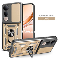 Lichicase deux en un Combo caméra housse coulissante béquille pour étui de téléphone dur pour ViVO V50 LITE couverture arrière