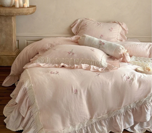 Ensemble de literie <span class=keywords><strong>Beatrice</strong></span> <span class=keywords><strong>Rose</strong></span> en dentelle à volants / Bleu - Product Image 3