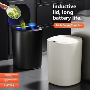 Automatic <strong>Sensor</strong> Square <strong>Trash</strong> Can Inductive Opening Design Eco-friendly Silent Operation Waterproof Durable Material Support - Product Image 2