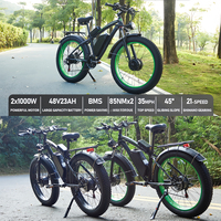 Vélo de montagne électrique à double moteur personnalisé avec pneus larges de 26 pouces, vitesse maximale de 45 km/h, alimentation 2000W, batterie au lithium 48V