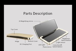 Customized Logo <b>Mirror</b> Luxury Touch Switch Beauty Light Portable Cosmetic Folding Travel Mini LED - Product Image 4