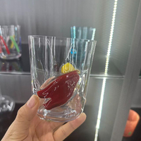 Meilleur choix de cadeau : Verres à jus en verre transparent avec motif de fruits et cœurs de dessins animés mignons pour la maison, les mariages, les hôtels, les voyages et les goûters.