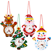 Reloj Digital Educativo con Temática Navideña, Juguete de Aprendizaje del Tiempo, Árbol de Navidad Hecho a Mano, Reloj Educativo de Fieltro para el Aula