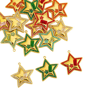 Colgantes de estrella chapados en oro con incrustaciones de diamantes de imitación para accesorios de joyería DIY al por mayor, origen Yiwu - Product Image 4