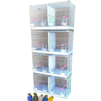 Cage à oiseaux double empilable et verrouillable en métal blanc pour élevage, avec 4 débitmètres, pour canaris et perroquets