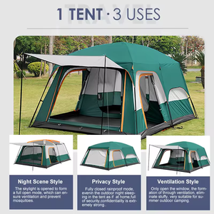 Extérieur 8-12 personnes Deux chambres Étanche 8-10 personnes léger portable camping en plein air deux chambres tente <span class=keywords><strong>de</strong></span> <span class=keywords><strong>village</strong></span> familial - Product Image 3