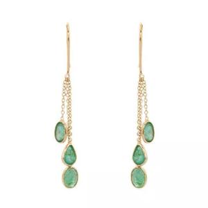 Natural <b>Emerald</b> <b>Earrings</b> | 6x4mm Oval Pear Shape 4.26 Carat | 6 Pcs | 14K Yellow <b>Gold</b> | Claw Setting | 2.50g Luxury Gemstone - Product Image 1