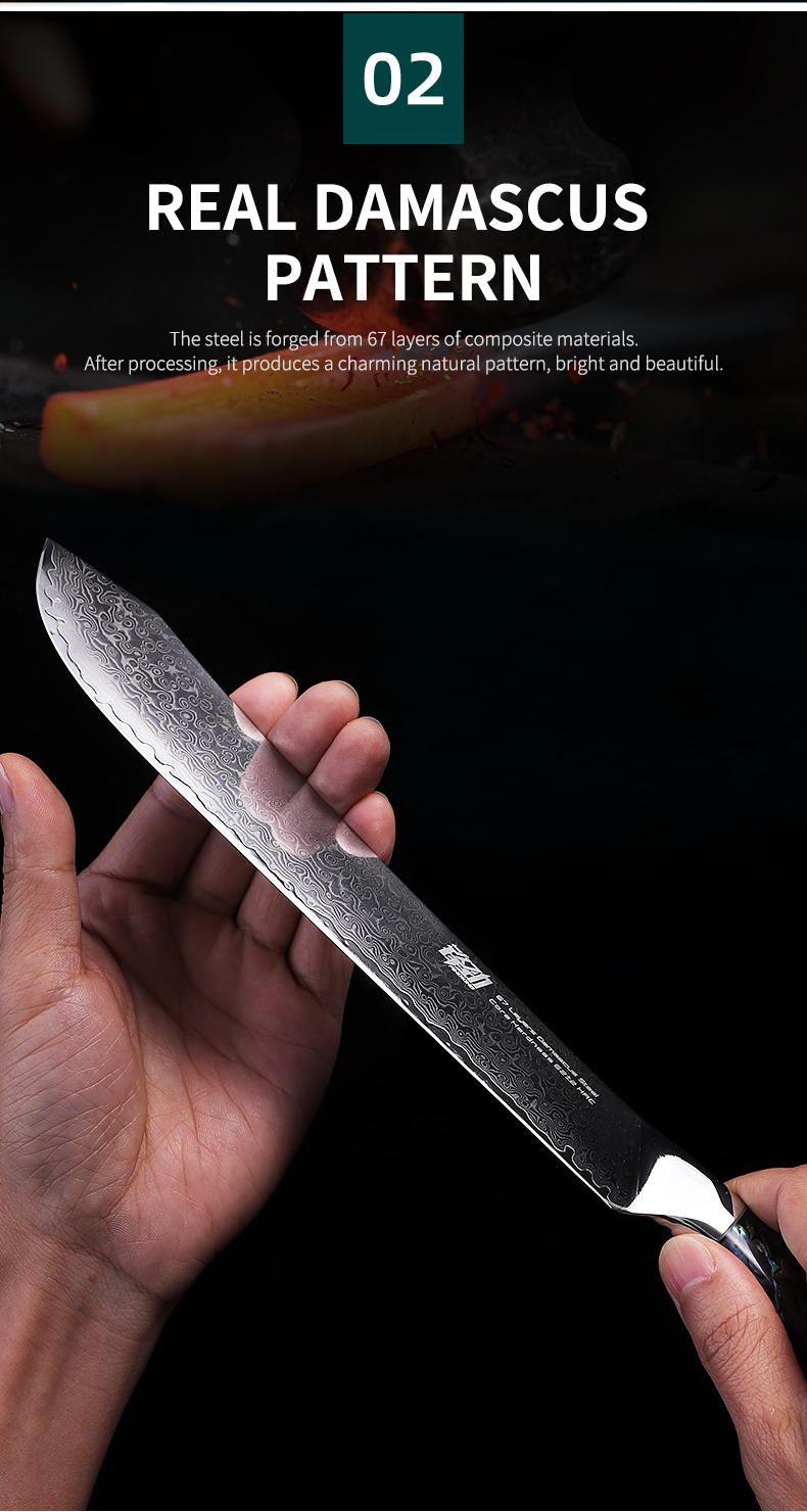 FINDKING Gorgeous Series 67 Layers Damascus Steel Cleaver Knife Abalone Resin Handle Professional Slicing Meat Butcher Knife