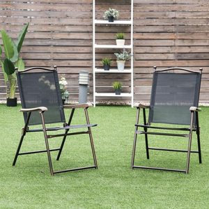 <span class=keywords><strong>Giantex</strong></span> Lot de 2 chaises de salle à manger pliantes pour patio, utilisation en extérieur, pelouse, camping, jardin, piscine, plage, cour, salon, sans assemblage, noir - Product Image 2