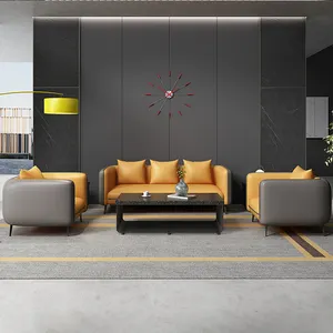 2022 नई आगमन विश्राम आरामदायक नॉर्डिक आधुनिक भूरे रंग के चमड़े कमरे में बैठे सोफे सेट