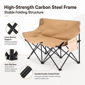 2 Person Stainless Steel Folding <b>Moon</b> <b>Chair</b> Portable Outdoor <b>Camping</b> <b>Chair</b> with Backrest for Picnic Beach Fishing Dining Hiking - Product Image 3