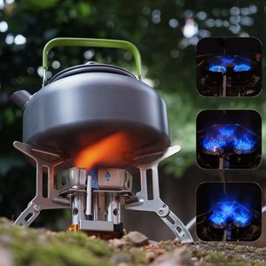 Quemador de estufa portátil para interiores y exteriores, dispositivo de cocina a prueba de viento, con tres cabezales, para mochilero - Product Image 1