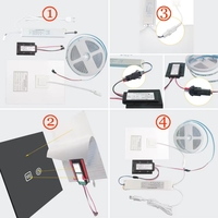 Interrupteur Tactile LED Bleu/Blanc 5A 60W IP22 avec Désembuage, Intensité et Couleurs Réglables, Épaisseur 1-5mm pour Miroir de Salle de Bain