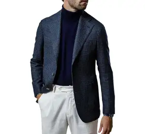 最新款式休闲时尚花呢格子男装设计格子套装男士修身合体西装外套