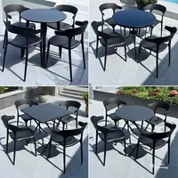 Table et chaises d'extérieur modernes en fer, imperméables et résistantes au soleil, pour jardin et extérieur, idéales pour la négociation et les moments de détente, populaires pour le thé, le café et les boissons lactées