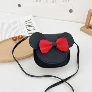 Borsa a tracolla per bambini in pelle PU Crossbody Cute Mouse Ear Bowknot borse a tracolla magnetiche a scatto regali per lei