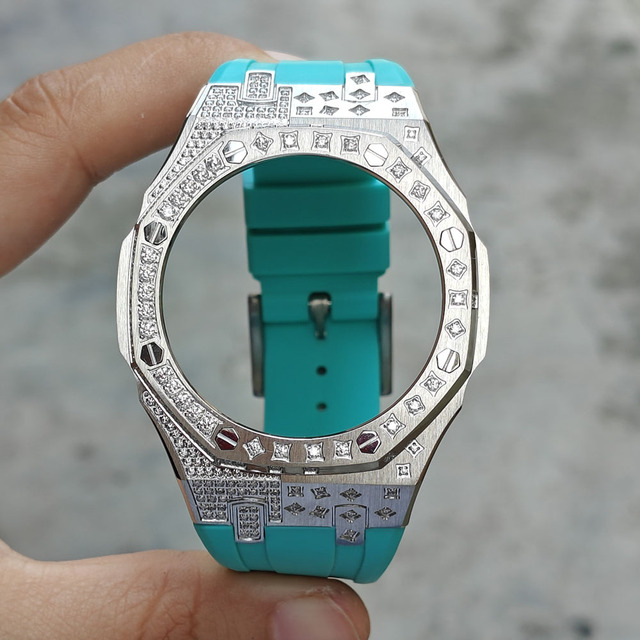 Popular Premium Xinying 316L Stainless Steel Multi-colored Setting Stone Mod Kit Silicone Strap 44mm GA2100 Watch Custom Logo