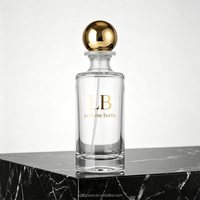 Flacon de parfum en verre vide, cylindrique, haut et fin, 30/50/100 ml, avec bouchon sphérique, emballage de parfum personnalisé avec logo OEM