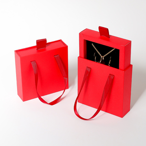 Caja de Joyería de Cartón Portátil con Cajón Deslizante, Personalizable con Logotipo, en Oferta, para Anillos, Collares, Pulseras, Regalos y Almacenamiento - Product Image 1